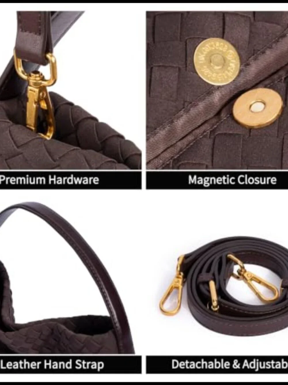Woven Tote Bag Women PU Leather Top Handle Hobo Shoulder Handbag